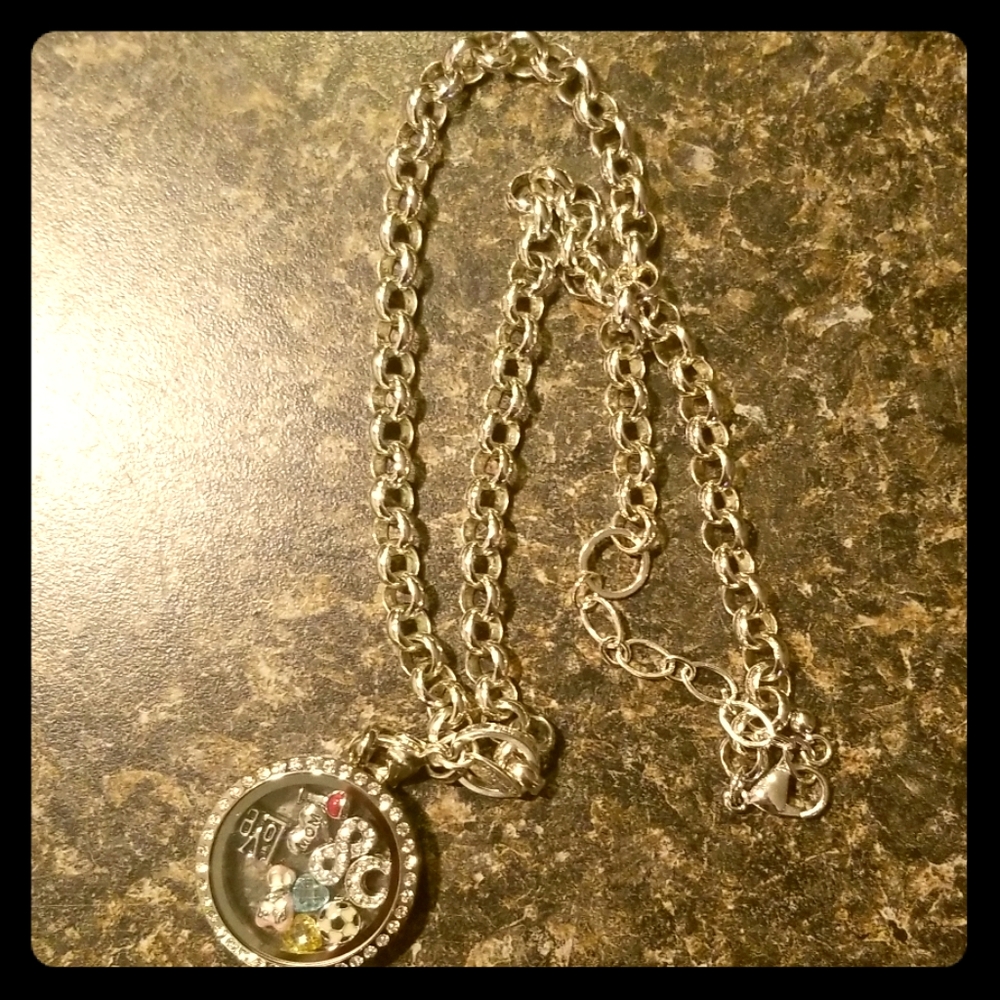 Origami owl necklace with charms